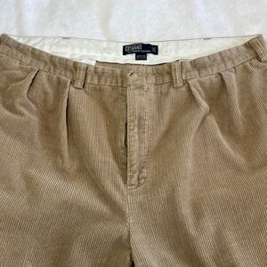 Polo by Ralph Lauren Men's Tan Corduroy Pants with Suspenders buttons